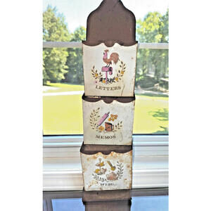 Vintage Metal Hanging Letter/Memos/Misc Holder Multicolored; rusty/crusty